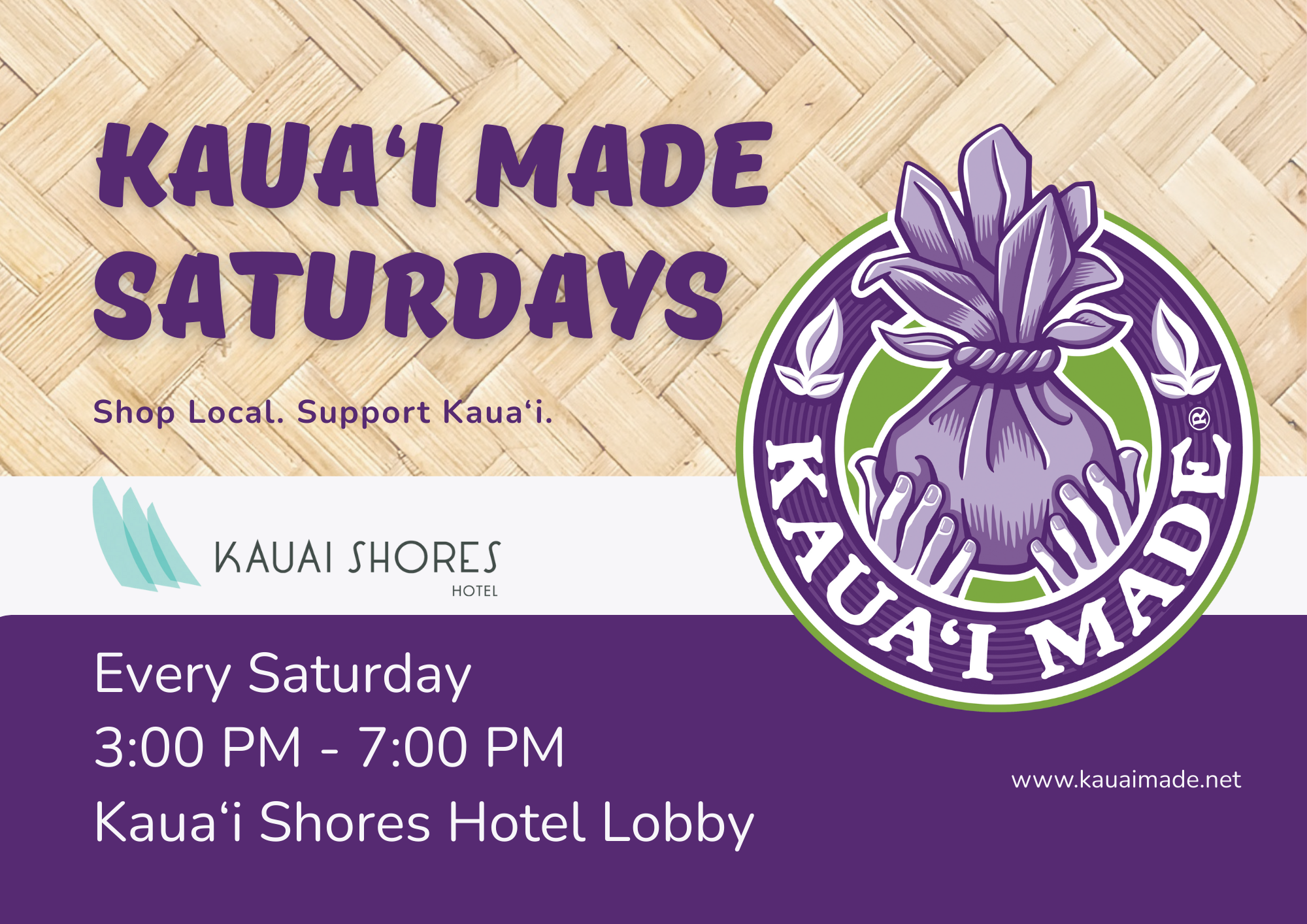 Kauai Made Craft Fair Saturdays at Kauai Shores Hotel